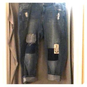 Lane Bryant Denim Patchwork Crops